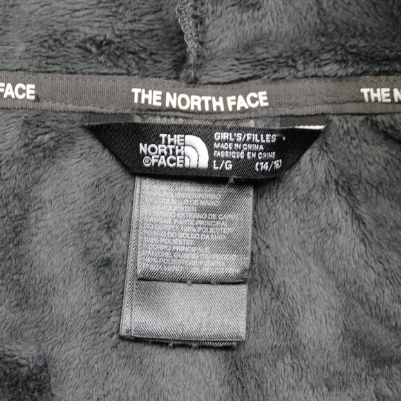 The North Face Fleece Full Zip Hoodie Girls L14/16 Gray & Pink Preowned - Picture 3 of 5